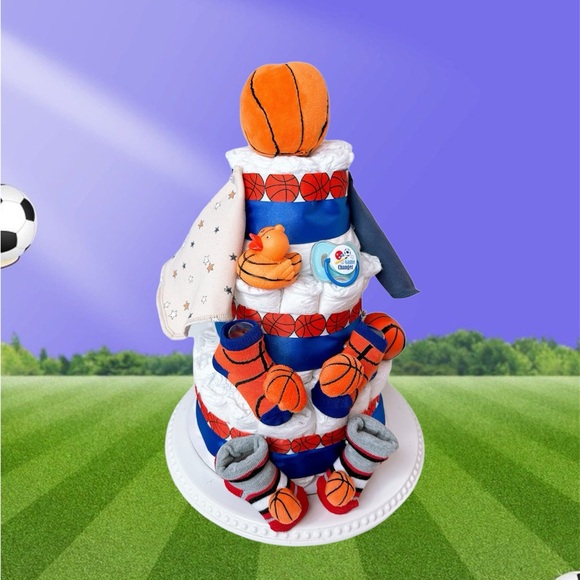 Sport Diaper Cake, Basketball Diaper Cake